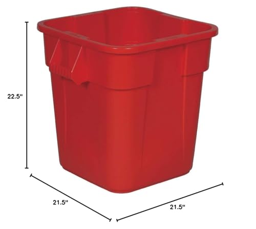 Image of Rubbermaid Commercial Products Square Brute Tote Storage Bin, 28-Gallon, Red, FG352600RED (Pack of 6)
