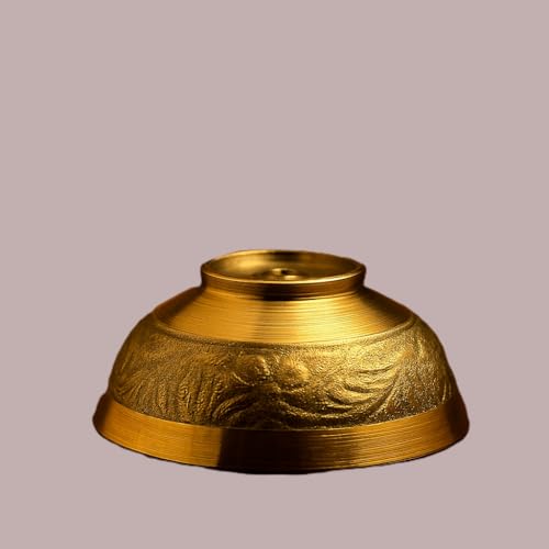 Image of NAVRANGINI Decorative Pure Brass Katori for Pooja, Festivals, Prasad & Desert, Small Multipurpose Prasadam Bowls for Pooja, Pooja Items Peetal Bowl, Pital Diya Roli Chawal Cups for Puja, Set of 4, 6cm