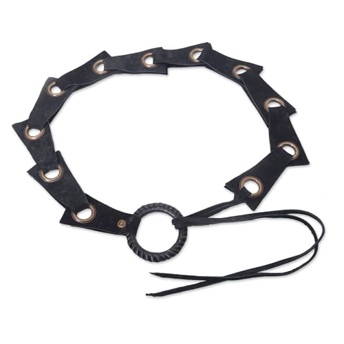 NOVICA Artisan Handmade Leather Belt Black Contemporary Stainless Steel Accented Accessories Belts Solid Indonesia ' Contemporary Edge in Black' - Main Image