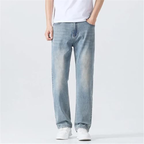 Men's Summer Thin Straight Denim Jeans Soft Breathable Casual Business Loose Long Pants4