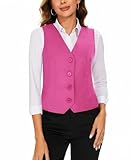 MINTLIMIT Damenweste, ärmellos, Blazer, Büroweste, vorne gefüttert, Knopfleiste, Oberteil, Weste, V-Ausschnitt, R-Hot Pink, L
