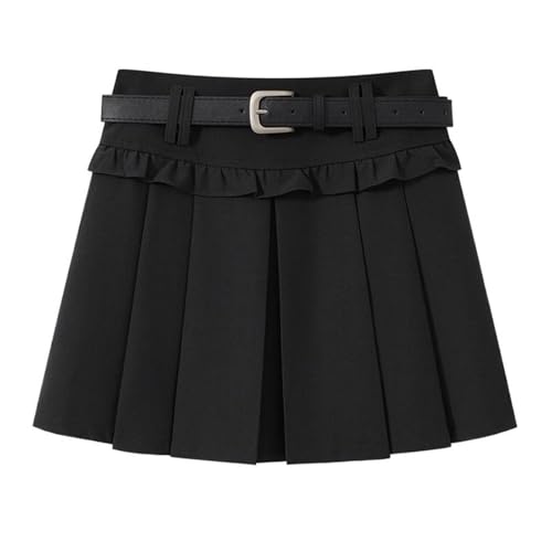 Women's Lace Trim Pleated Mini Skirt Summer High Waist Blazer A-Line Skirt