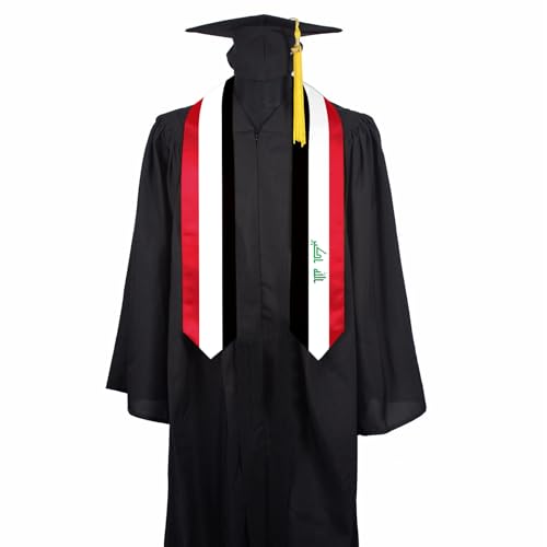 SECUNL Iraq Flag Graduation Stole Sash, Iraq Flag Graduation Shawl Sash Stole Wraps Scarf For International Study Pride Women Men