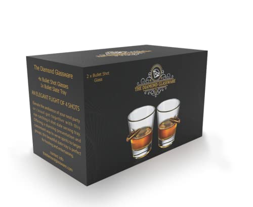 The Diamond Glassware Bullet Shot Glasses - Drinking Cups For Whiskey, Scotch, Tequila, Bourbon, Liquor - Cool Unique Design - Gifts For Fathers Day, Birthday, Groomsmen, Boyfriend, Husband - Set Of 2 #TOP1