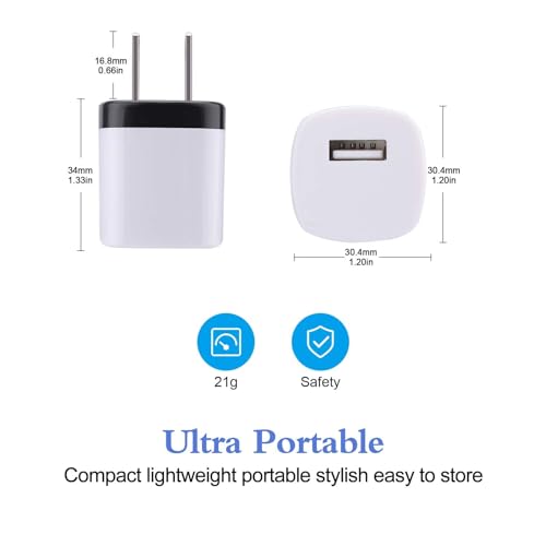 Single Port USB Wall Plug, 5Pack 1A/5V Wall Charger Block Power Adapter Cube Box Brick for iPhone 15 14 13 12 11 XS XR X 8 Plus, Samsung Galaxy S24 A55 A35 A15 A54 A53 A14 A13 S23 S22 S21 FE, Moto, LG