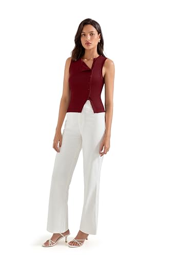 SUUKSESS Women Button Down Tank Top Sleeveless Summer Casual Vest Business Work Fitted Shirt4