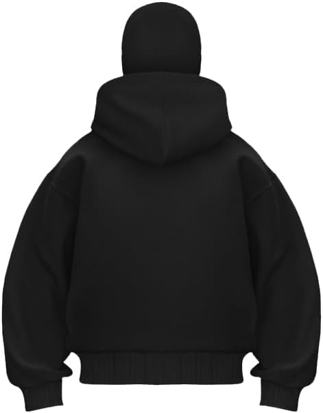 EMMIOL Balaclava Oversized Full Zip Hoodie With Built-In Wind Proof Mask Long Sleeve Pullover Sweatshirt With Pocket - Image 2