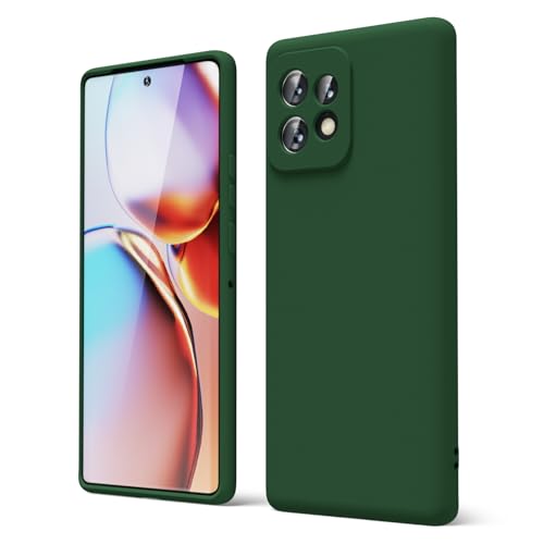 oakxco for Motorola Moto Edge Plus 2023 Case Silicone, Thin Slim Grip Soft Rubber Gel Protective Phone Case for Women, Matte Plain Solid Color Aesthetic Cute Girly Case with Camera Cover, Dark Green