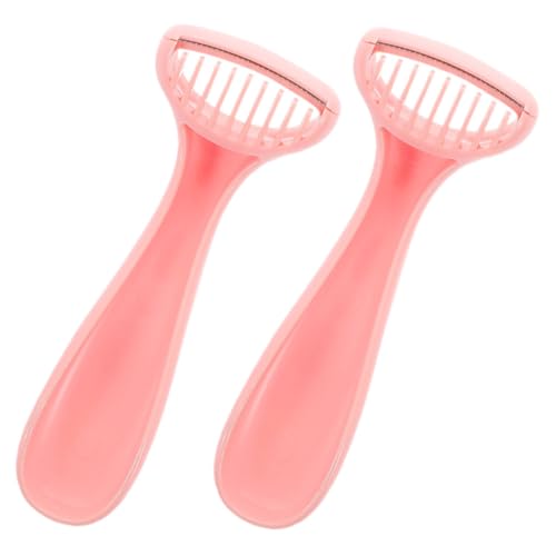 Beavorty 2 Cuchillas Depilatorias Para Mujer Afeitadora Facial Recortadora De Vello Facial Recortadora Femenina Herramienta Pequeña De Depilación Corporal De Plástico Rosa