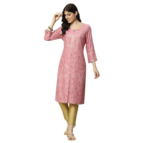 Image of Rangriti Women's Cotton Printed Straight Kurta