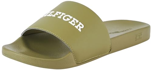 Tommy Hilfiger Herren Badeschuhe Pool Slide Badelatschen, Grün (Mash Green), 44