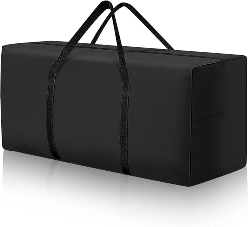 177 Gallon Outdoor Cushion Storage Bag 68 inch Extra Large Patio Furniture Cushion Storage Bag Waterproof Garden Cushion Storage Covers with Zipper and Handles Black (1 Pack 68L x 30W x 20H)