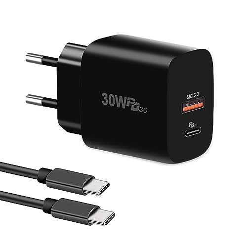 30W Chargeur Rapide USB C,Cshare PPS PD&QC 3.0 Super Rapide Adaptateur Prise Secteur Compatible avec iPhone 13 Pro Max 12 Pro Samsung Galaxy S22 Ultra S21 Note20 Google Pixel 6 Pro,2 M USB-C Câble.