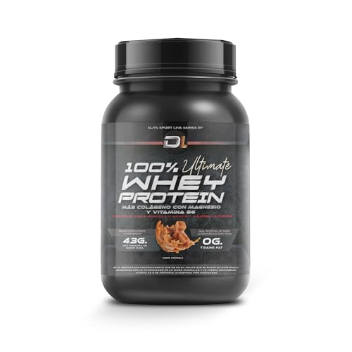Whey Protein | Proteína en Polvo con Colágeno, Magnesio y Aminoácidos | Aumenta la masa muscular | Apoya el desarrollo y la recuperación muscular | Proteína fácil de digerir | 1kg Caramelo