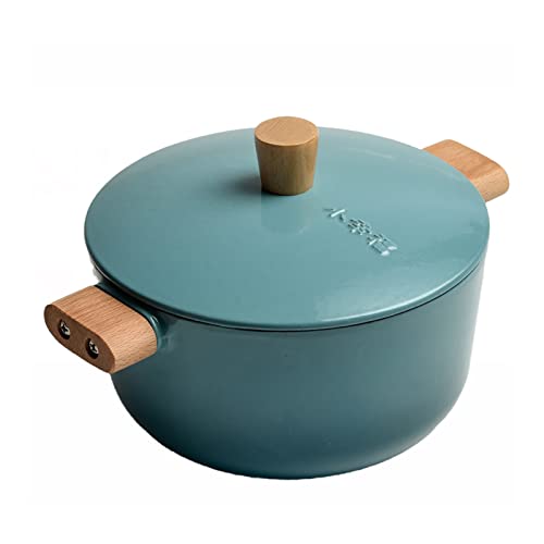 Olla de hierro fundido esmaltada (24 cm) olla de sopa/cacerola, olla de horno holandés antiadherente sin revestimiento, para placas de inducción/gas (Color : A) Cover