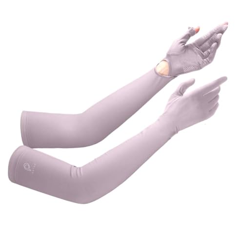 Image of PALAY Hand Gloves for Sun Protection with Arm Sleeves for Women Men, Nylon Ice Silk Sun Protection Gloves Women Cooling UV Hand Cover Arm Sleeves for Bike Riding - Anti-slip