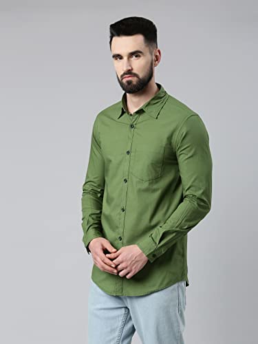 Image of THE SOUL PATROL Men's Casual Regular Fit Full Sleeve Premium Cotton Button-Down Shirt with Single Patch Pocket - Stylish, Classic, Comfortable, and Elegant for Everyday Wear