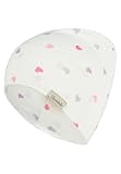 Sterntaler Beanie Herzchen – Beanie aus weichem Jersey mit glitzernden Herzchen, Zwei Tragevarianten, anschmiegsam und bequem – Weiß, Größe 45