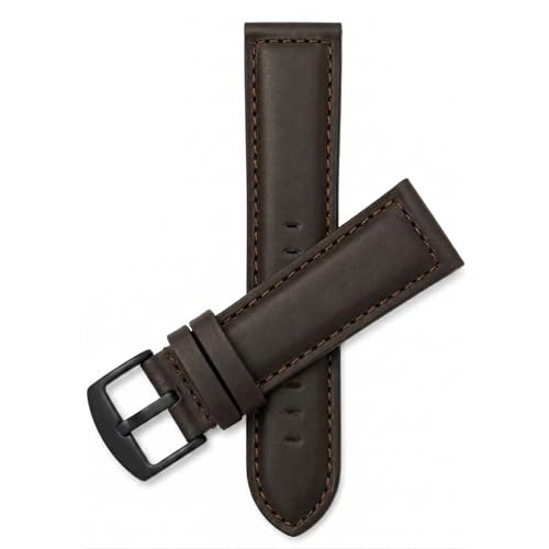 Image of Bandini Mens XL Extra Long Leather Watch Band or Regular Strap, Classic or Buffalo Pattern - 4 Colors, With or Without Stitch - 18mm 20mm 22mm 24mm 26mm 28mm 30mm Leather Watch Band for Men