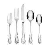 Oneida True Rose 45 Piece Everyday Flatware, Service for 8, 18/0 Stainless Steel, Silverware Set, Silver
