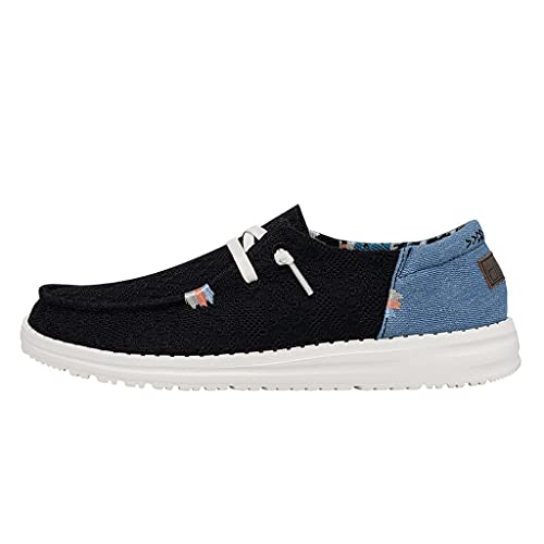 Image of HEYDUDE Women's Wendy Boho Black Size 4 | Women's Shoes | Women's Lace Up Loafers | Comfortable & Light-Weight