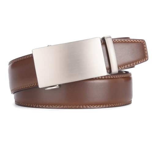 Brown Leather Ratchet Belts for Men - Adjustable and Durable Belts for All Occasions2