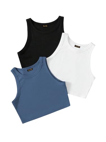 Image of Tops for Women Crop Top for Women's Tank Activewear Tee Sports Western Casual Cotton Camisole Pack of 3 Combo