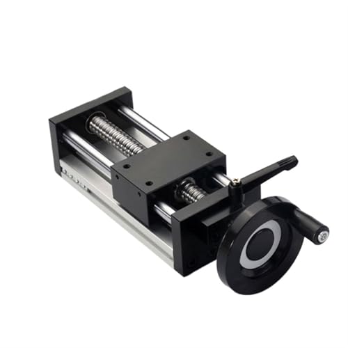 Metal Ball Screw nut end Processing Linear Guide Manual Sliding Table Ballscrew SFU1204 100-500MM Stroke Handwheel Double Optical Axis Table 3D Printer(100mm)