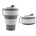 SOOJET Taza de café Plegable, Reutilizable Taza de Viaje de Silicona Plegable 350 ml/12 oz Tazas para Capuchino Espresso Copa para Camping Caminatas Picnic - Gris