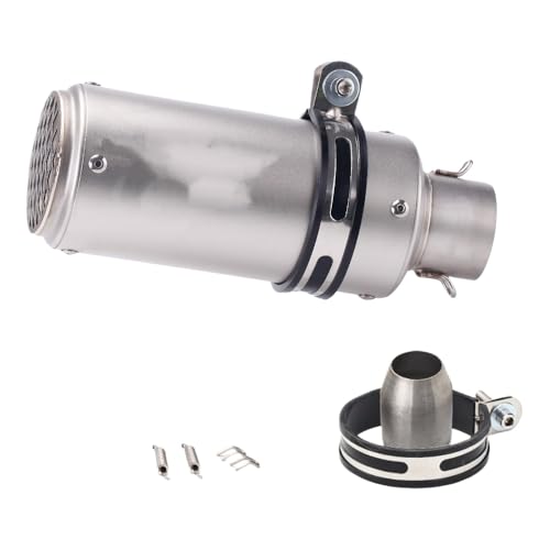 MORLUオートバイのエキゾーストパイプートバイ排気マフラー汎用ステンレス製バイク排気エキ排気管 スリップオンマフラー汎用 バイクサイレンサー オート (51mmラウンドチタン(メッシュカバー付き))