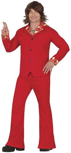 Disfraz de disco de los años 70 rojo para hombre para bailar en carnaval