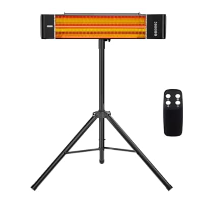 Bonnlo 1500W Outdoor Electric Heater with Remote & Timer, Patio Freestanding/Wall-mounted Heater with Adjustable Heights, 3 Modes & 3s Instant Heating for Indoor Outdoor Backyard Garage