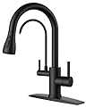 FORIOUS Black Kitchen Faucets with Water Filter, 2 in 1 Stainless Steel Pull Down Sink Faucet and Purfied Water Faucet High Arc Single Handle with Detachable Deck for 1 or 3 Hole