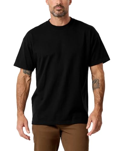 INTO THE AM Men's Heavyweight T Shirts for Men S - 3XL Boxy 100% Cotton Heavy Duty Thick Weight Tshirt