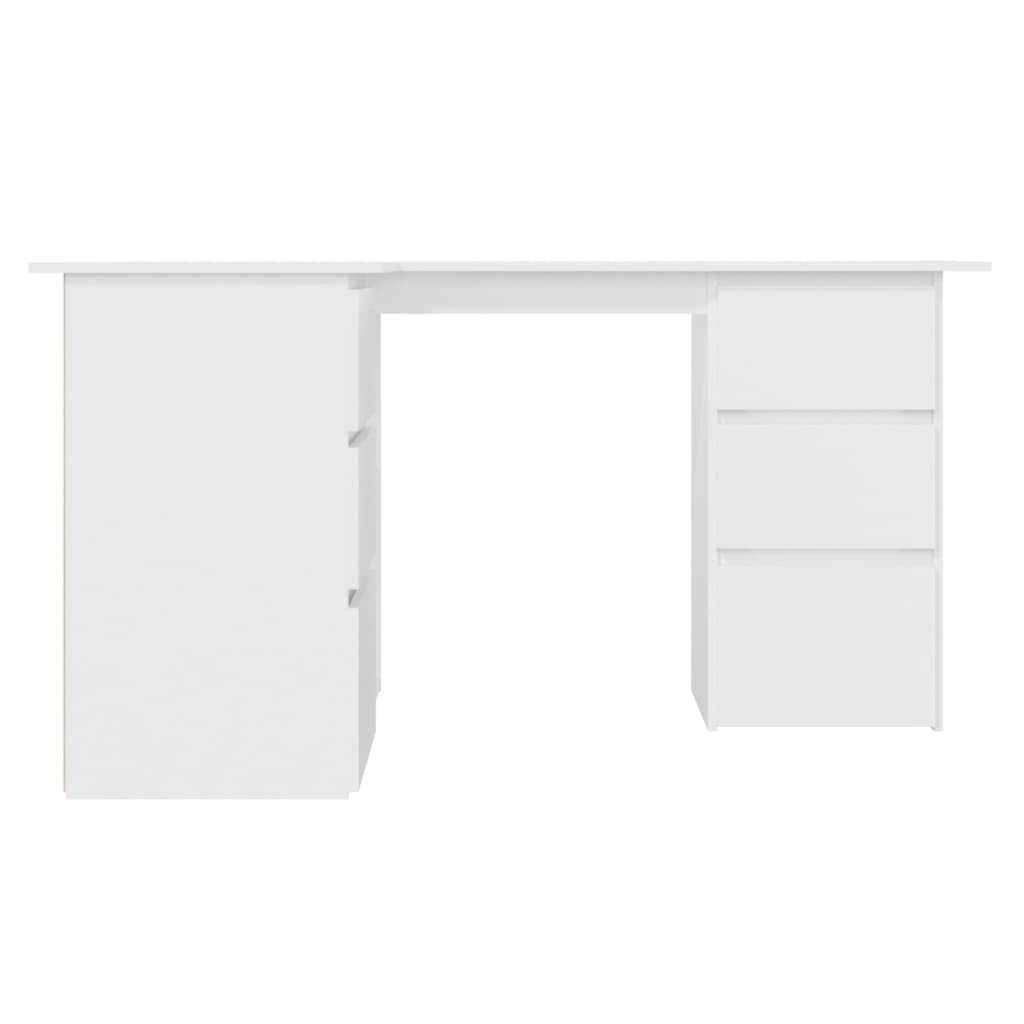 vidaXL Bureau d'angle Blanc 145x100x76 cm Bois d'ingénierie