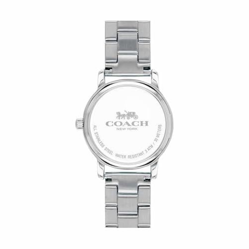 Image of Coach Grand Qtz Basic Silver White Round Dial Women's Watch|Stainless Steel Material|Silver Color Band - 14502975