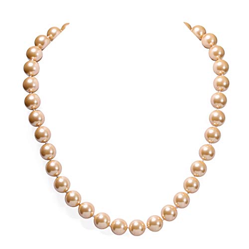 marofin Champagne Gold Pearl Necklace 8mm,Multicolor Simulated Shell Pearl Choker Necklace,Pearls Jewelry for Women 18