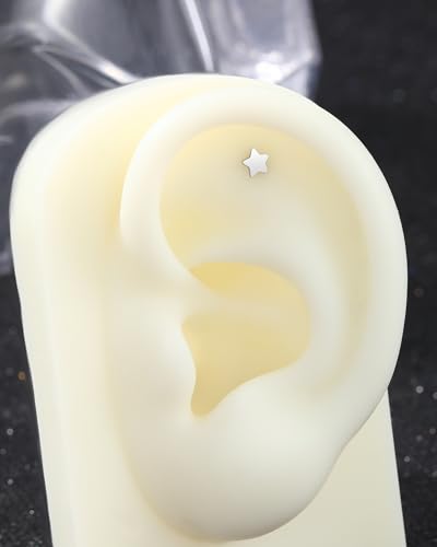 Minimalist G23 Solid Titanium Cartilage Earring Stud 16G Threadless Push in Helix Tragus Earrings for Women Flat Back Tragus Medusa Piercing Jewelry Surgical Steel Hypoallergenic3