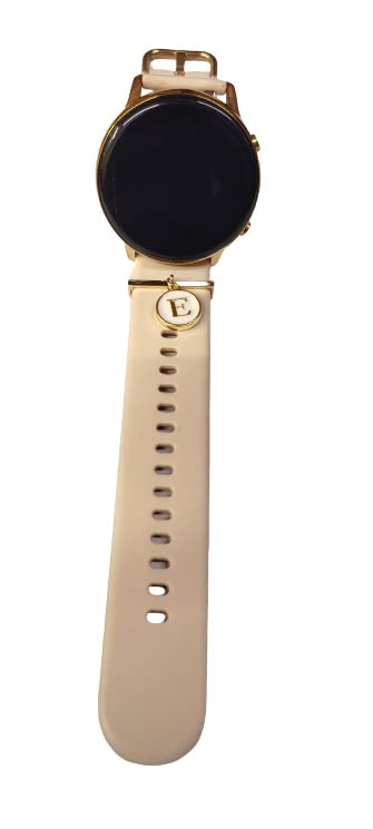 Morel personalized E Alphabet Ring Loops Jewellery Accessories Compatible with Smart Watch Silicone Band Strap of 2.2 cm, watch charm Watch accessories (WATCH BAND NOT INCLUDED)
