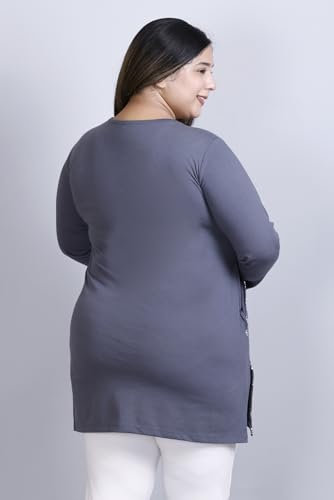 Image of Women Printed Full Sleeve Cotton Tshirt with Side Slits & Pocket | Small - 7XL Size