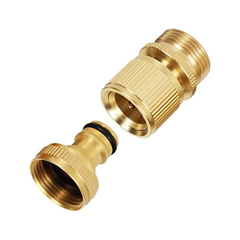 Mdlufee Garden Hose Quick Connector,3/4 inch Female Thread Tap Connector and Male Thread Brass Quick Connector,Threaded Faucet Adapter (2 pcs) Cover
