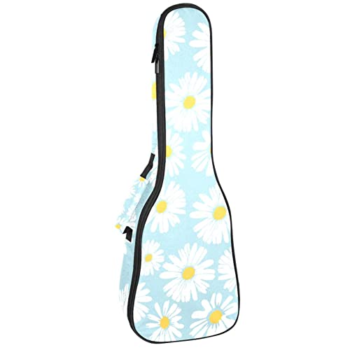 Sac pour ukulélé rembourré et étanche au design fleuri bleu marguerite