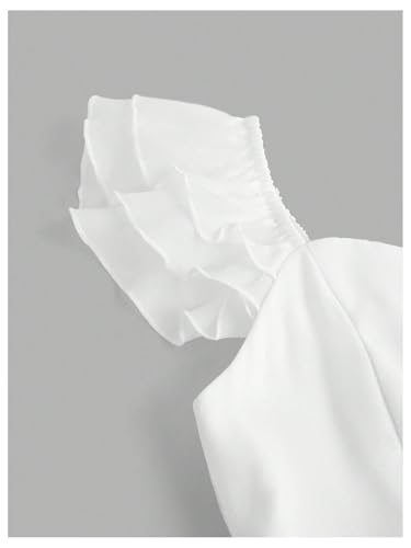 WDIRARA Girl's Sweetheart Neck Ruffle Cap Sleeve Dress Smocked Bow Back Flared A Line Dresses3