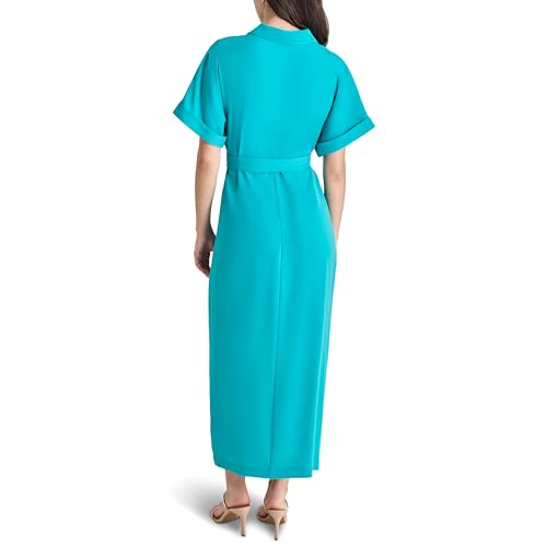 Image of DKNY Women's Front Knot Collared Short Sleeve Dress