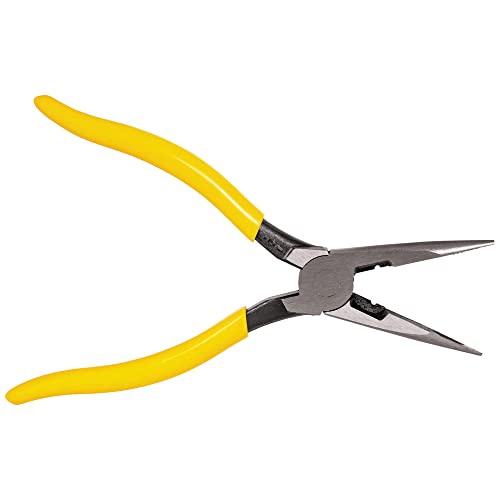 Image of Klein Tools D203-8N Needle Nose Pliers and Wire Stripper, Long Nose Side Cutters with Wire Striping Hole, Heavy Duty Alligator Pliers, 8-Inch