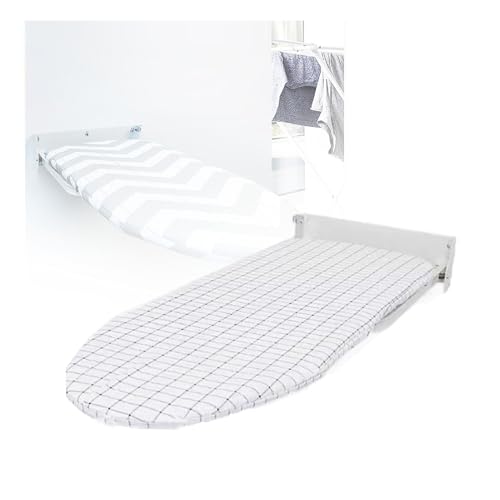 GCGC Wall Mounted Ironing Board, Compact Space Saver Ironing Board,Foldaway Ironing Board, for Small Space Home Apartment Cloakroom Bedroom Laundry Room(White2)