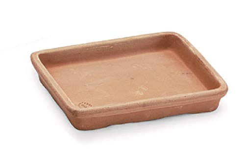 Generico Vaso in Terracotta con Ulivo in Rilievo + Sottovaso in Terracotta, Fioriera in Cotto Naturale, 30 cm x 25 cm x 20 cm