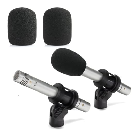 ZHHSUNY Paquete de 2 parabrisas para Sam-son C02 / Behringer C-2, micrófonos de condensador de lápiz, filtro pop, cubierta de espuma