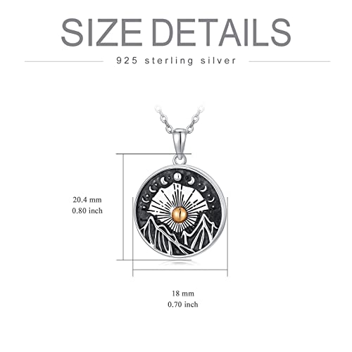 Toupop Sun Moon And Mountain Pendant Urn Necklace For Ashes For Women Men S925 Sterling Silver Nature Hiking Cremation Jewelry Pet Dog Cat Ashes Keepsake Memorial Funeral Gifts Bereavement Ashes Necklaces For Mom Dad Grandma Grandpa #TOP3