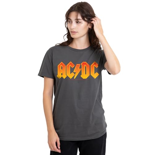 Image of AC/DC Logo Ladies T Shirt, Charcoal, Medium